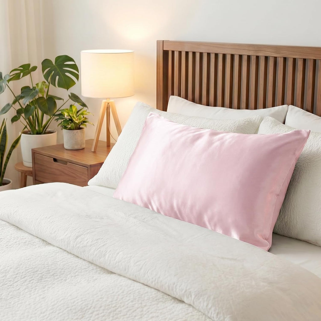 QJFabricCO Q&J Fabric Co. 2 Pack Satin Pillowcase Silk Like Pillow Cases 20x36 inch Pink Cooling Pillow Cases with Envelope Closure for Hai…
