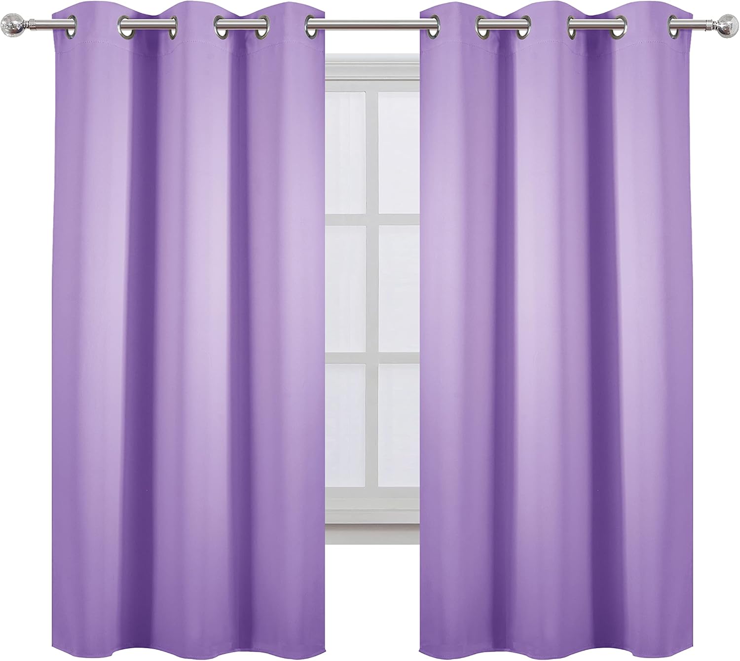 Lemomo Lavender Blackout Curtains 42 x 63 Inch Length/Set of 2 Curtain Panels/Thermal Insulated Room Darkening Blackout Curtains for Bedroo…