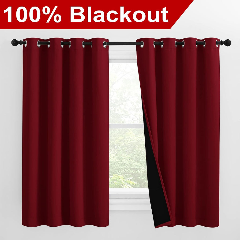 Nicetown Kitchen Full Blackout Curtain Panels, Super Thick and Soft Insulated Window Covers, 100% Blackout Draperies with Black Backing for…