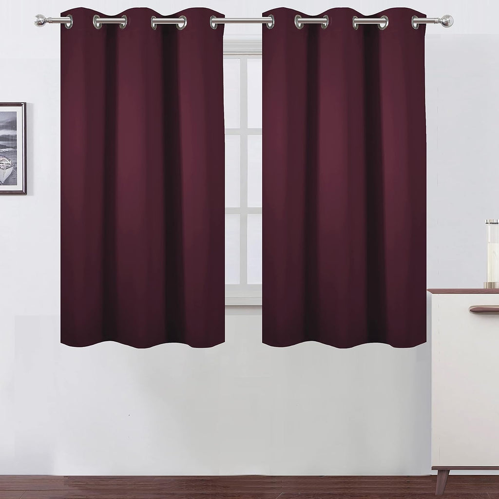 Lemomo Burgundy Blackout Curtains 38 x 54 Inch Length/Set of 2 Curtain Panels/Thermal Insulated Room Darkening Blackout Curtains for Bedroo…