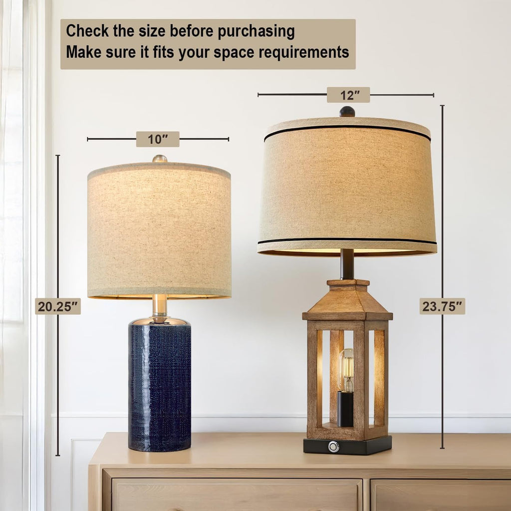 G-SAFAVA 20.25" Small Table Lamps Set of 2 Modern Ceramic Lamps for Living Room Farmhouse Bedside Lamps Boho for Night Stands Bedroom…