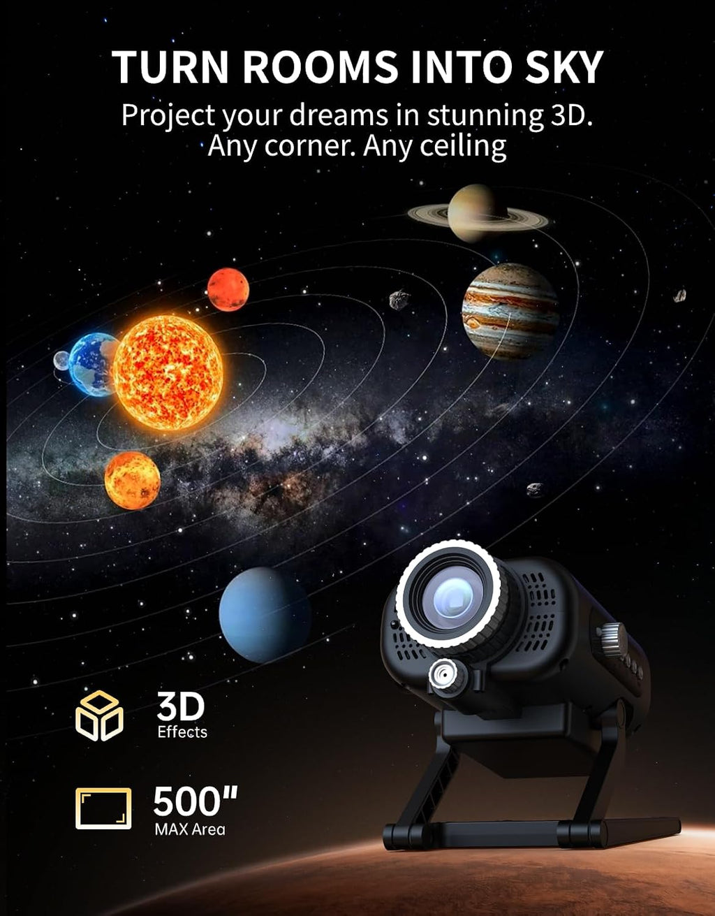 Rovmiment 60-in-1 Galaxy Projector, HD Home Planetarium Projector with Built-in Non-Fading Scenes, 3D Star Light Projector for Bedroom, Twi…