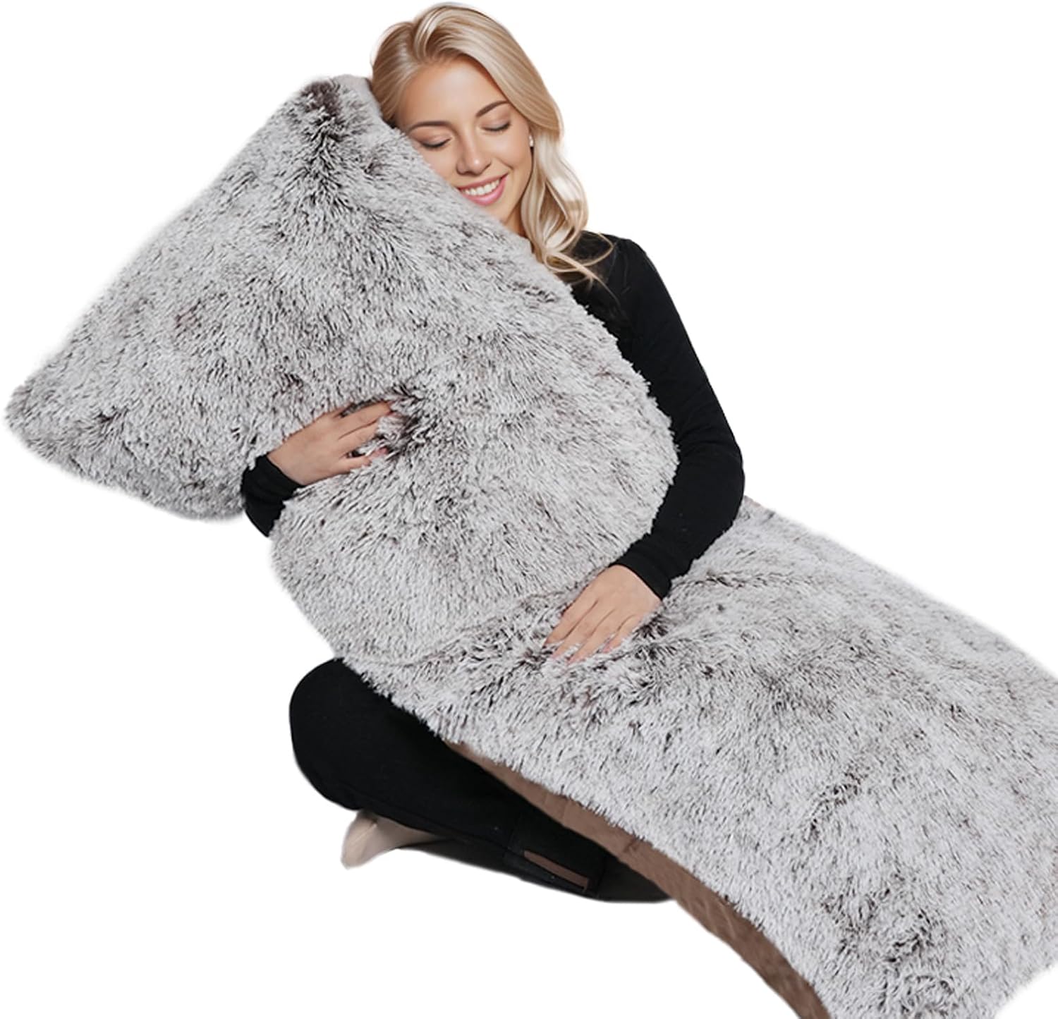 Zonli Fluffy Body Pillow, Full Body Pillows for Adults, Long Pillow for Sleeping with Removable Cover and Adjustable Filling for Side Sleep…