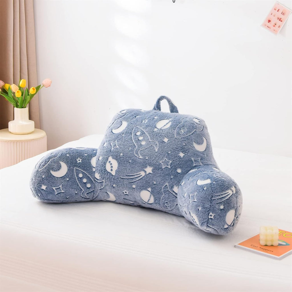 Aimuan Reading Pillow Bed Rest Wedge Large Adult Backrest Pillow with Arms Back Support for Sitting Up in Bed Cushion, Light-blue