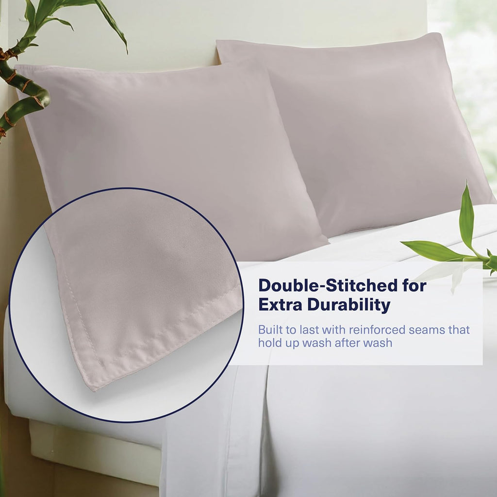 KickoffHome Kickoff Viscose Bamboo Pillowcase, King, Set of 2, 100% Organic Hidden Zippered Viscose Bamboo Pillow Case King Size, Cooling P…