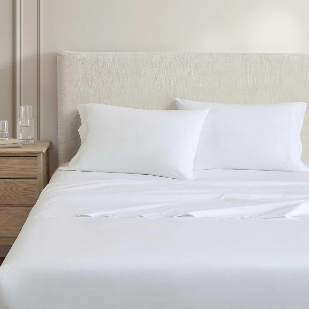 MarthaStewart Martha Stewart - Full Size Sheets Set, Crisp & Tailored Cooling Sheets with a Smooth Cotton Percale Lightweight Feel - Bed Sh…