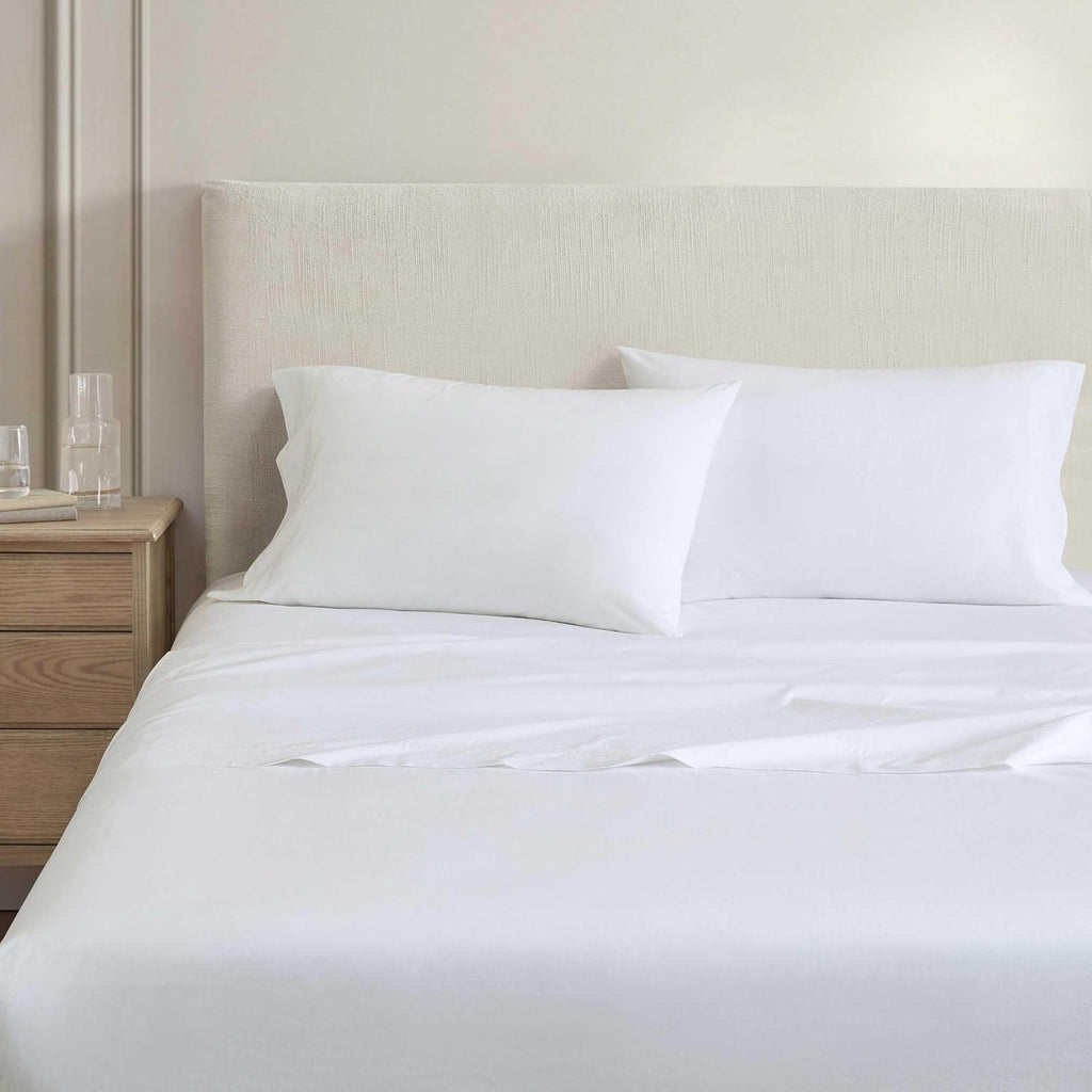 MarthaStewart Martha Stewart - Twin Size Sheets Set, Crisp & Tailored Cooling Sheets with a Smooth Cotton Percale Lightweight Feel - Bed Sh…
