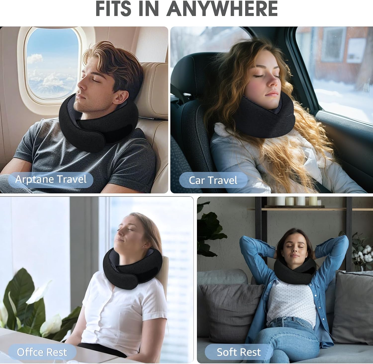 Neck Travel Pillows for Airplanes Memory Foam Neck Comfort Pillow Compact Ergonomic Design Sleeping Essentials for Long Flights Car Rides…