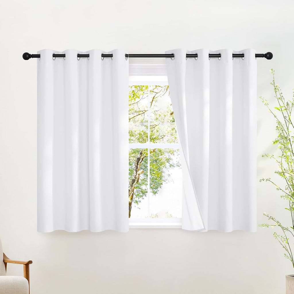 Nicetown Bathroom Curtains 100% Blackout Window Treatments, Grommet Thermal Drapes Heat Blocking Sound Reducing Curtains for Kitchen/Bedroo…