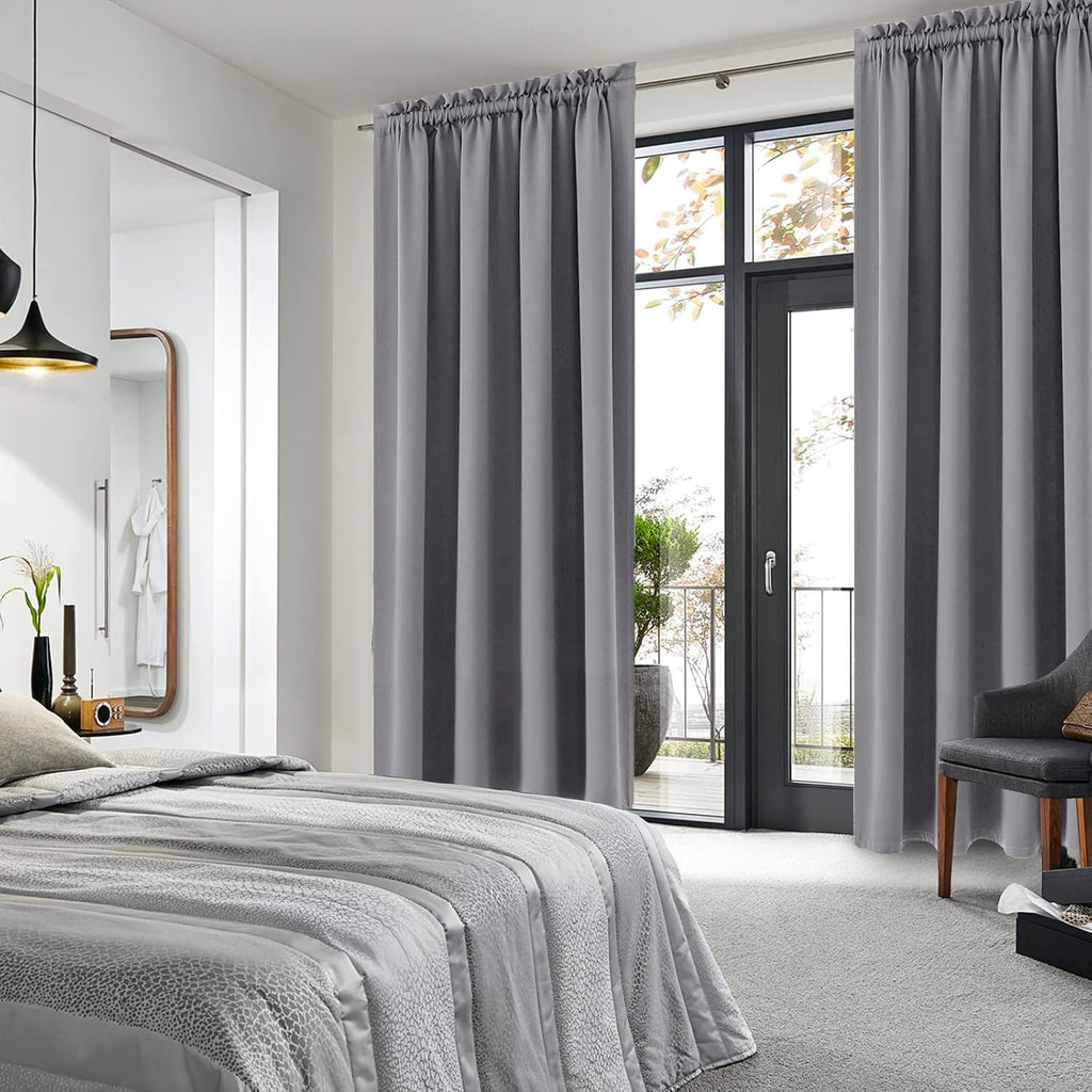 DWCN Grey Blackout Curtains for Bedroom, Thermal Insulated Energy Saving Room Darkening Curtains for Living Room (W60 x L84 inch, Set of…