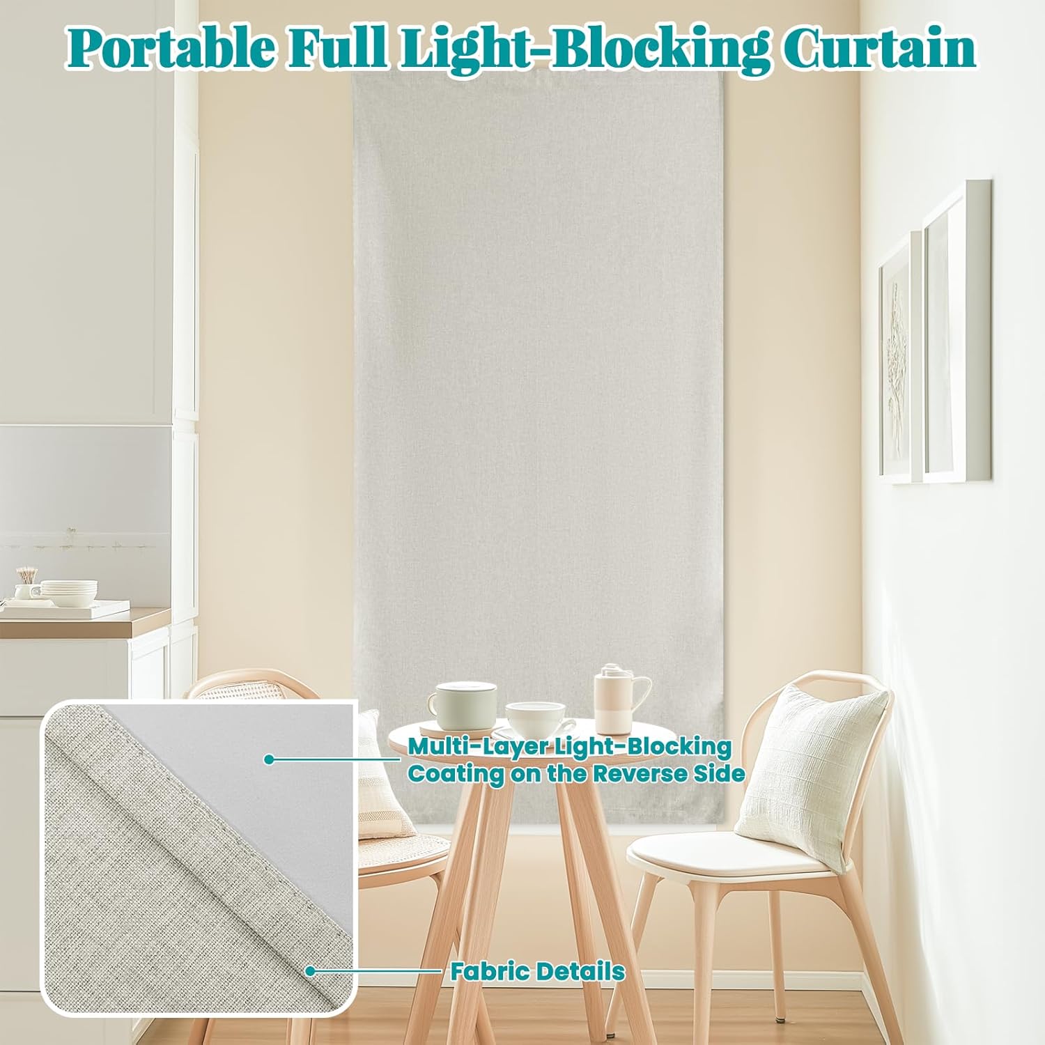 100% Blackout Self Adhesive Curtains Portable Curtain Simple and Easy to install Bedroom Window Thermal Lnsulated Kitchen Room Darkening…