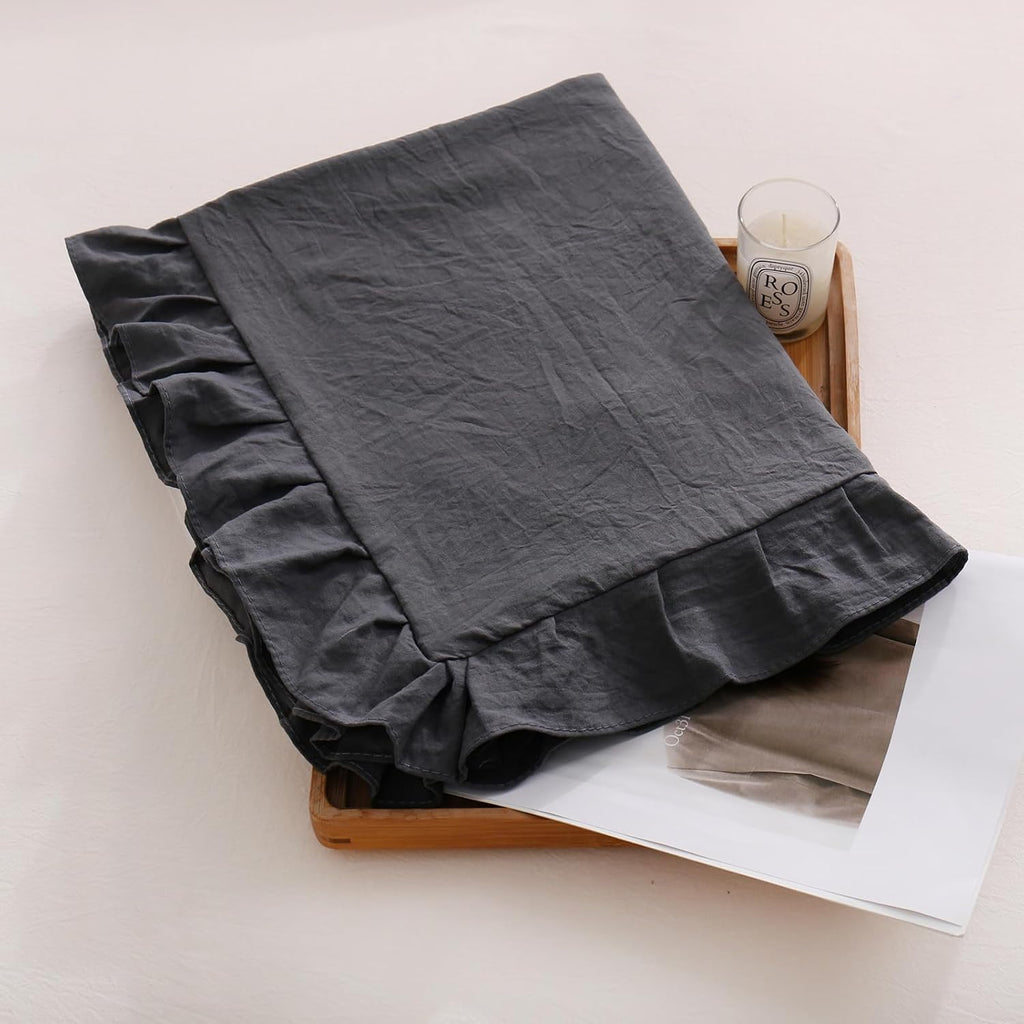 Merryword Dark Gray Body Pillow Cover 20x54inches Reversible Long Pillowcase Ruffled Body Pillowcases Cute Pillowcase Pillow Sham (1 Body,…