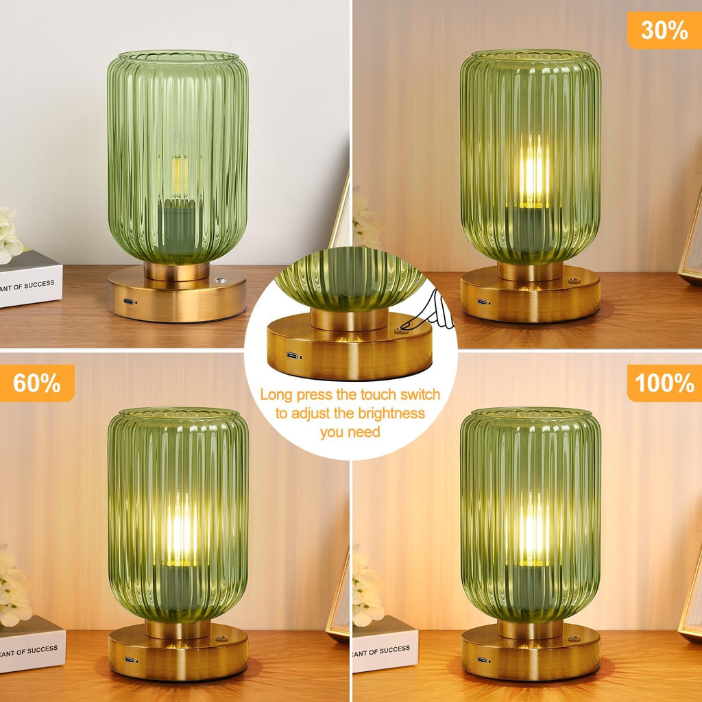 LightRound Cordless Table Lamp for Bedroom, 7500mAh Rechargeable Battery Operated Lamp, Modern Touch Dimmable Wireless Lamp Gold Base…