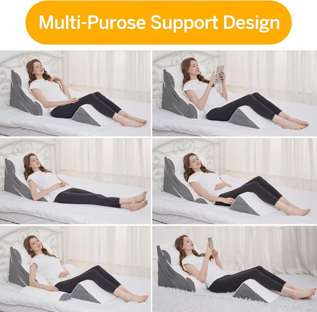 Ziixmile Wedge Pillow Set for After Surgery – 5PCS Orthopedic Bed Wedge Pillow Set for Sleeping, Body, Back and Leg Comfortable & Ad…