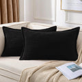 Mecatny Corduroy Summer Throw Pillow Covers 12x20 Set of 2, Neutral Decorative Soft Boho Lumbar Couch Pillow Covers with Broadside for…
