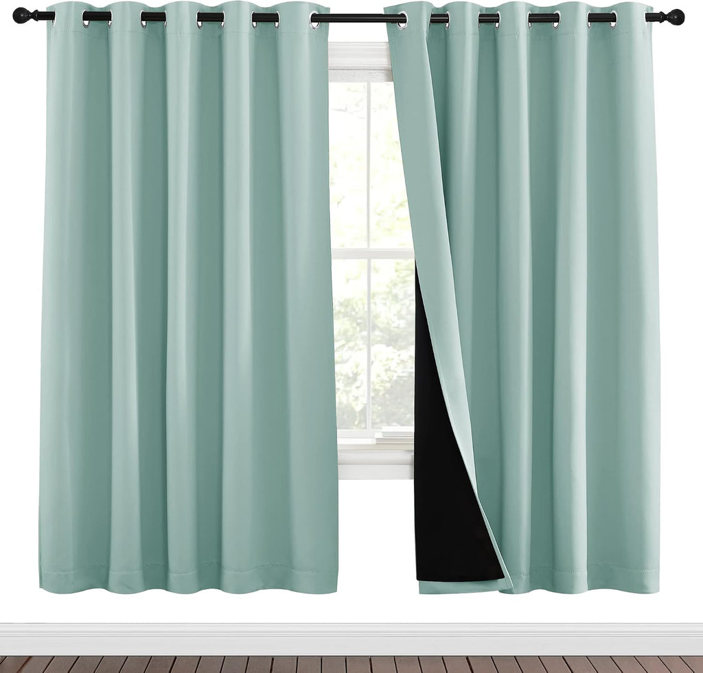 Nicetown 100% Blackout Window Curtain Panels, Full Light Blocking Drapes with Black Liner for Nursery, 72-inch Drop Thermal Insulated Drape…