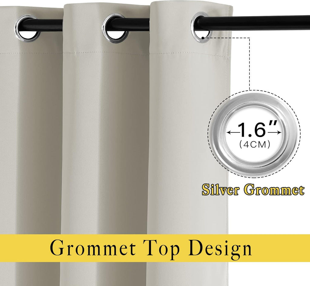 Nicetown Blackout Natural Curtains for Bedroom - Window Treatment Thermal Insulated Grommet Solid Drapes Energy Saving Sound Reducing for B…