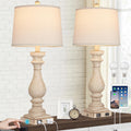 Cinkeda 29" Tall Table Lamp for Living Room Set of 2, Farmhouse Nightstand Bedside Lamps with USB C+A Ports & AC Outlet,3-Way Dimmable…