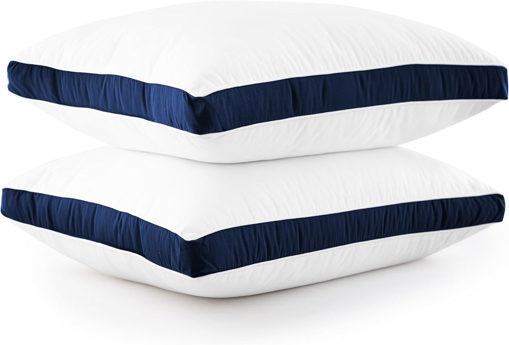 LuxDecorCollection Bed Pillows for Sleeping Queen Size Set of 2 - LUX Décor Gusseted Hotel Pillows, Down Alternative Fluffy Cooling Hypoall…