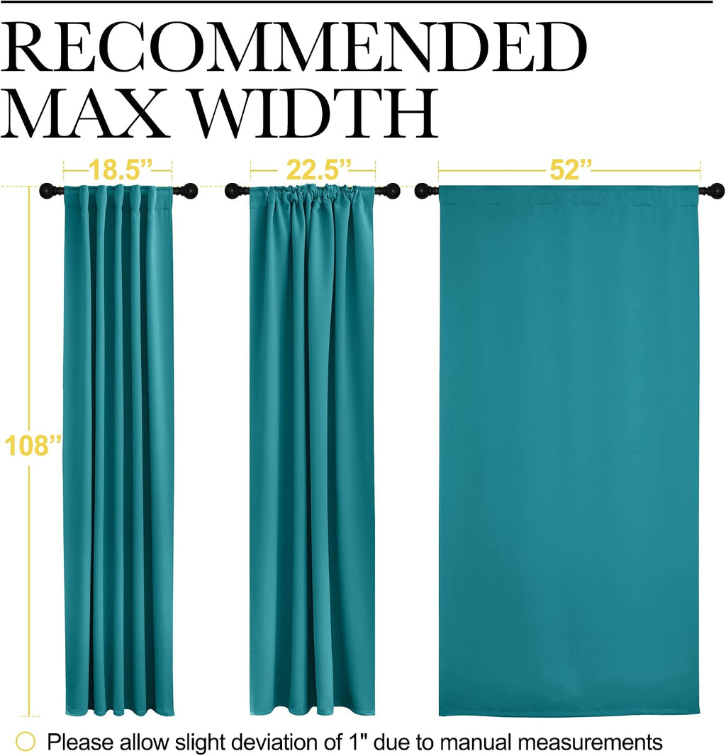 Nicetown Living Room Curtain Panels - (Peacock Teal Color) W52 x L108, 2 PCs, Back Tab/Rod Pocket Room Darkening Window Treatment Draperies…