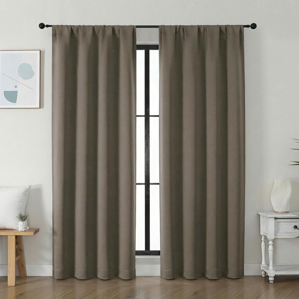 Simplebrand Ava Latte Blackout Curtains for Bedroom 72 Inch Length 2 Panels Set, Privacy Thermal Insulated Rod Pocket Door Window Curtains…