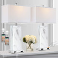 Touch Control Table Lamps Set of 2, Modern Ceramic Bedside Lamp with 2 USB Ports 1 AC Outlet, 3-Way Dimmable White Nightstand Lamp with…
