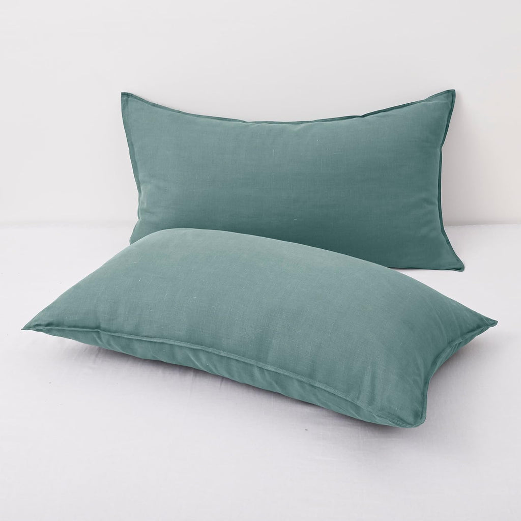 Chuffed Linen Pillowcases 2 Pack 100% Linen Standard Pillow Cases, Breathable and Cooling Washed Pillowshams with Zipper Closure, 20x36 Inc…
