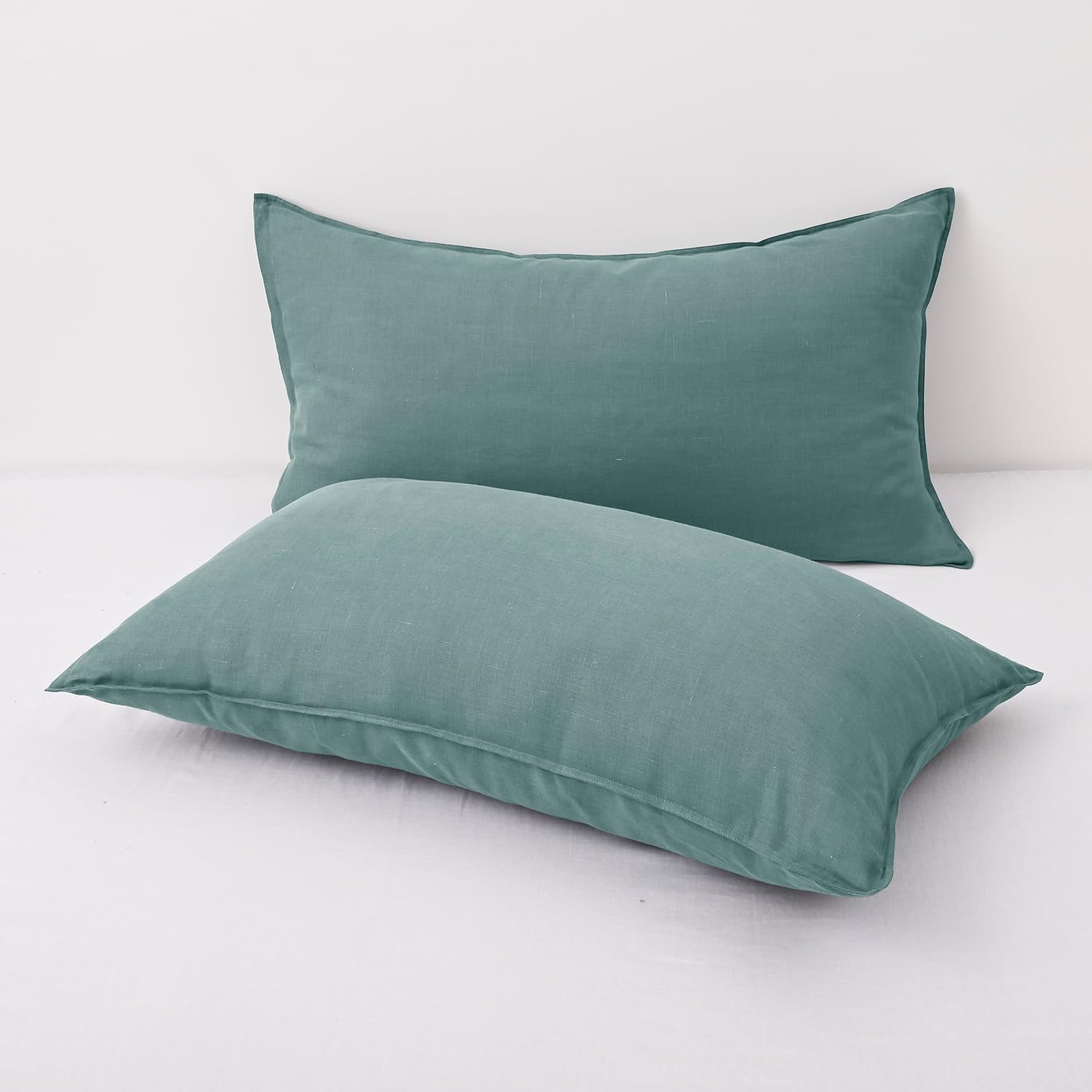 Chuffed Linen Pillowcases 2 Pack 100% Linen Standard Pillow Cases, Breathable and Cooling Washed Pillowshams with Zipper Closure, 20x36 Inc…