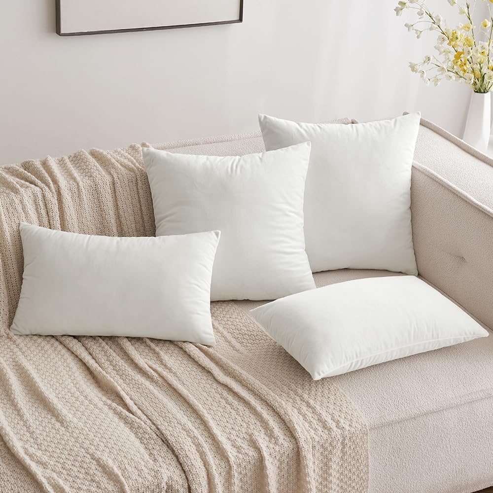 Miulee Velvet Throw Pillow Covers 12x20 Inch, Pack of 2 - Pure White, Soft Solid Lumbar Decorative Pillow Covers Modern Luxury Home Decor f…