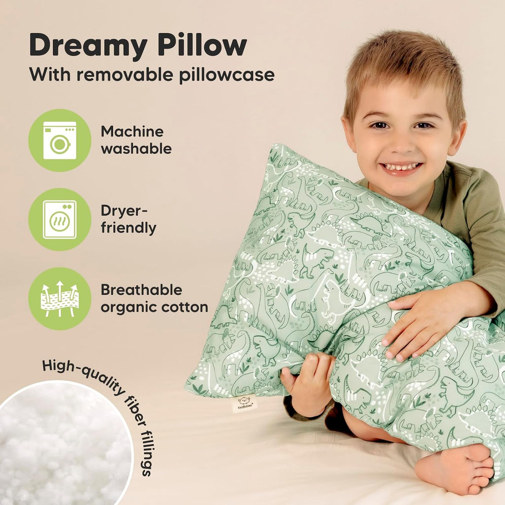 KeaBabies Toddler Pillow with Pillowcase, Jumbo 14X20 - Soft Organic Cotton Toddler Pillows for Sleeping - Machine Washable - Perfect for…