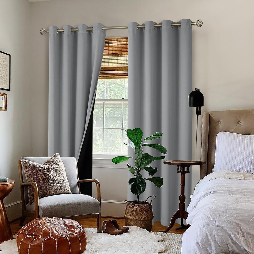 BGment Thermal Insulated 100% Blackout Curtains 90 Inch Length 2 Panels, Total Light Blocking Curtains for Bedroom, Grommet Window Drapes w…
