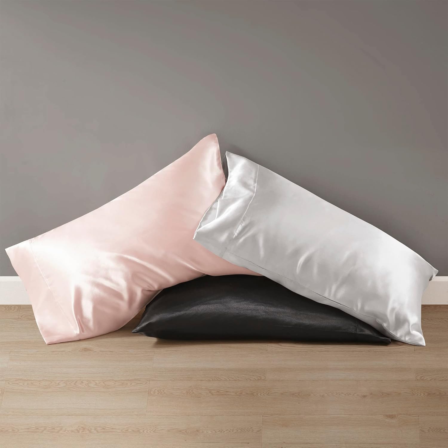 Madisonpark Madison Park Essentials Set of 2 Satin Pillowcase for Hair & Skin, Luxuriously Soft, Silky with Natural Sheen Luster Cool to To…
