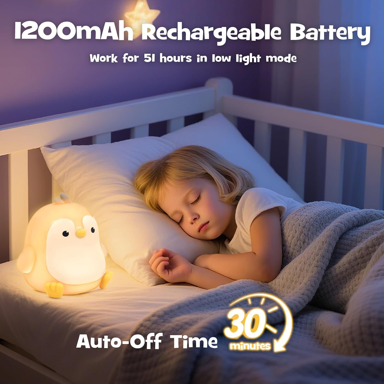 Squishy Penguin Night Light with RGB Mode Cute Chubby Penguin Light 3 Brightness Adjustable Nursery Breastfeeding Nightlight Rechargeable…