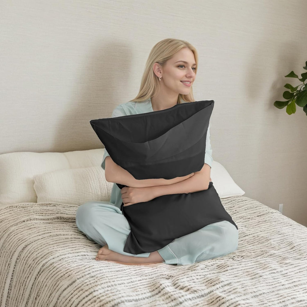 TELUS Black Pillow Cases Queen Size 2 Pack, Bamboo Rayon Cooling Pillowcases with Envelope Closure, Cool Breathable Pillow Case for Hot…