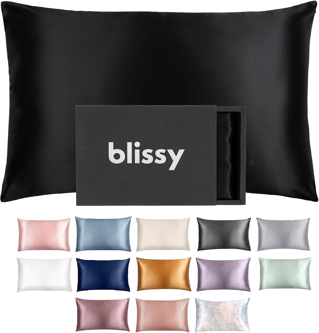 Blissy Silk Pillowcase - 100% Pure Mulberry Silk - 22 Momme 6A High-Grade Fibers - Silk Pillow Cover for Hair & Skin - Regular, Queen &…