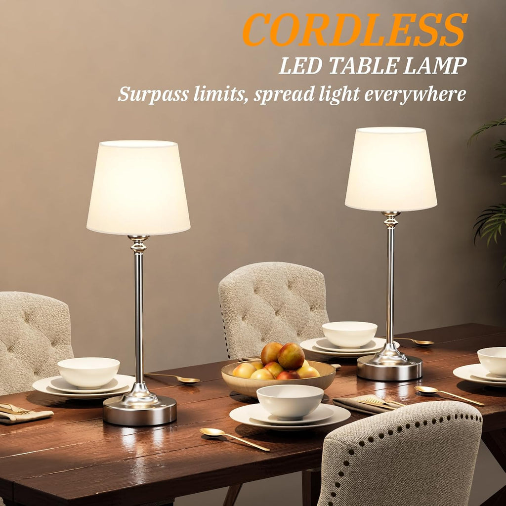 Kakanuo Cordless Table Lamp Rechargeable Silver - 1 Pack 4000mAH Battery Operated Lamp for Decor, 3000K Stepless Dimming Touch Control…