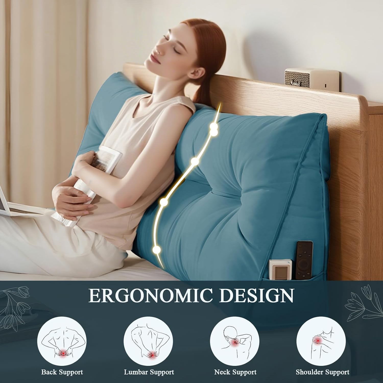 DANGHOOGY Headboard Pillow Twin, Large Triangular Wedge Headboard Pillow for Reading and Resting, Backrest Positioning Support Pillow…