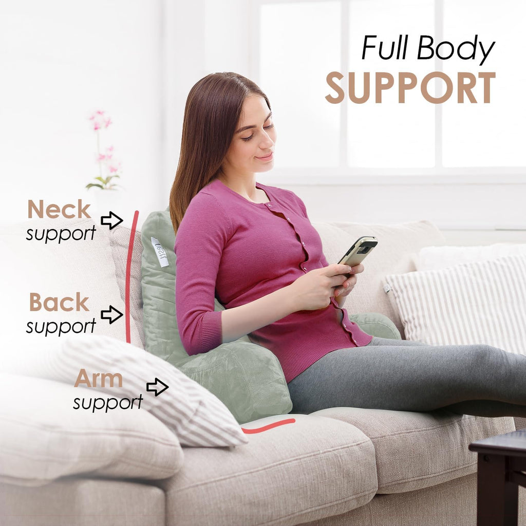 Nestl Reading Pillow with Shredded Memory Foam, Designed for Sitting Up in Bed and Couch, Back and Arms Adjustable Support for Adult &…