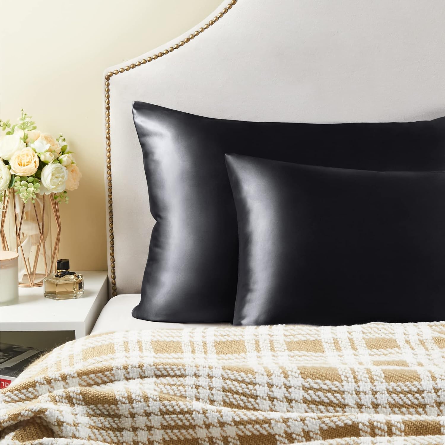 Bedelite Satin Pillowcase for Hair and Skin, Super Soft and Cooling Similar to Silk Pillow Cases 2 Pack with Envelope Closure, Gift for Wom…