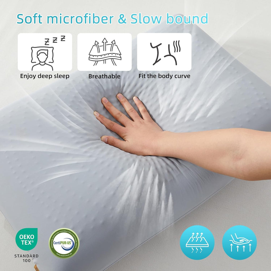 SAPHREAS Cooling Gel Memory Foam Pillow for Side, Back and Stomach Sleepers, Standard Size Cool Bed Pillow for Sleeping, Removable &…