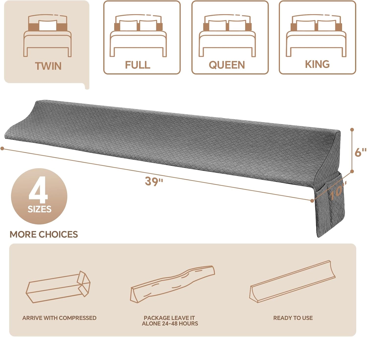 EUHAMS Twin Size Bed Wedge Pillow for Headboard Bed Gap Filller/Mattress Gap Filler (0-7") - Wedge Pillow Headboard Triangle Foam Pillows…