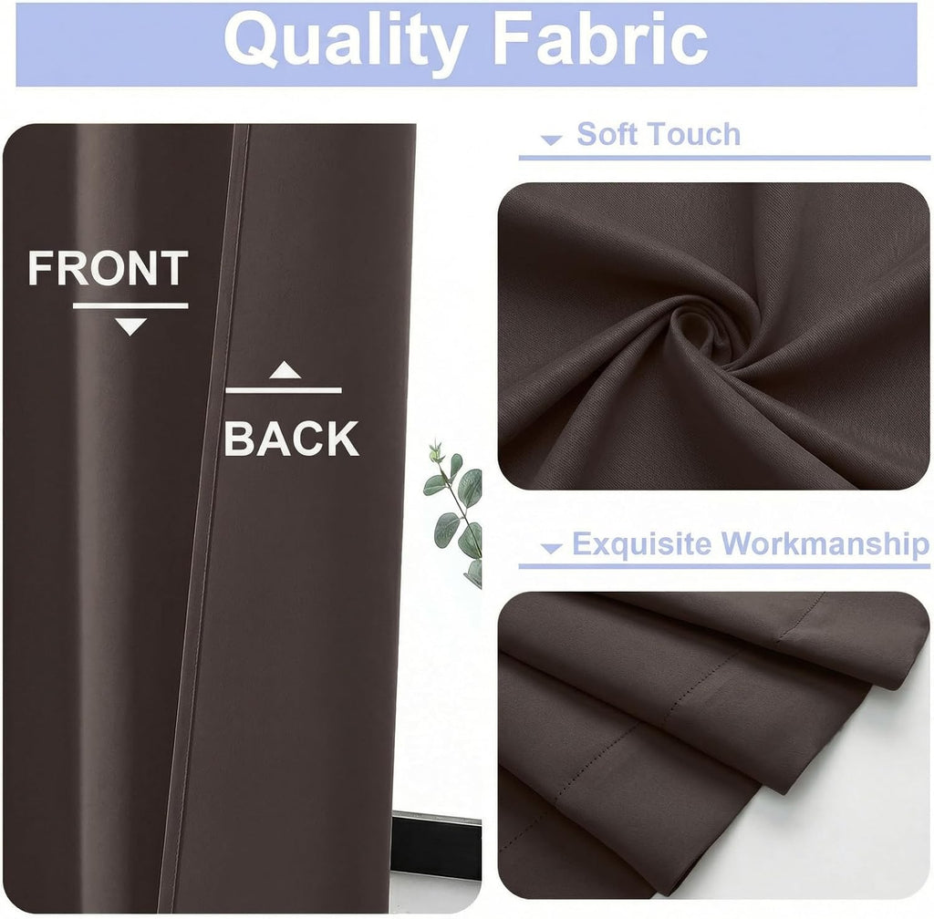 Simplebrand Ava Blackout Curtains for Patio 108 Inches Long 2 Panels Set, Solid Thermal Insulated Room Darkening Rod Pocket Window Treatmen…