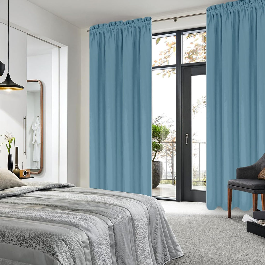 DWCN Blackout Curtains for Living Room Thermal Insulated, Energy Saving & Noise Reducing Bedroom Curtains, Stone Blue, W 42x L 72 Inch…