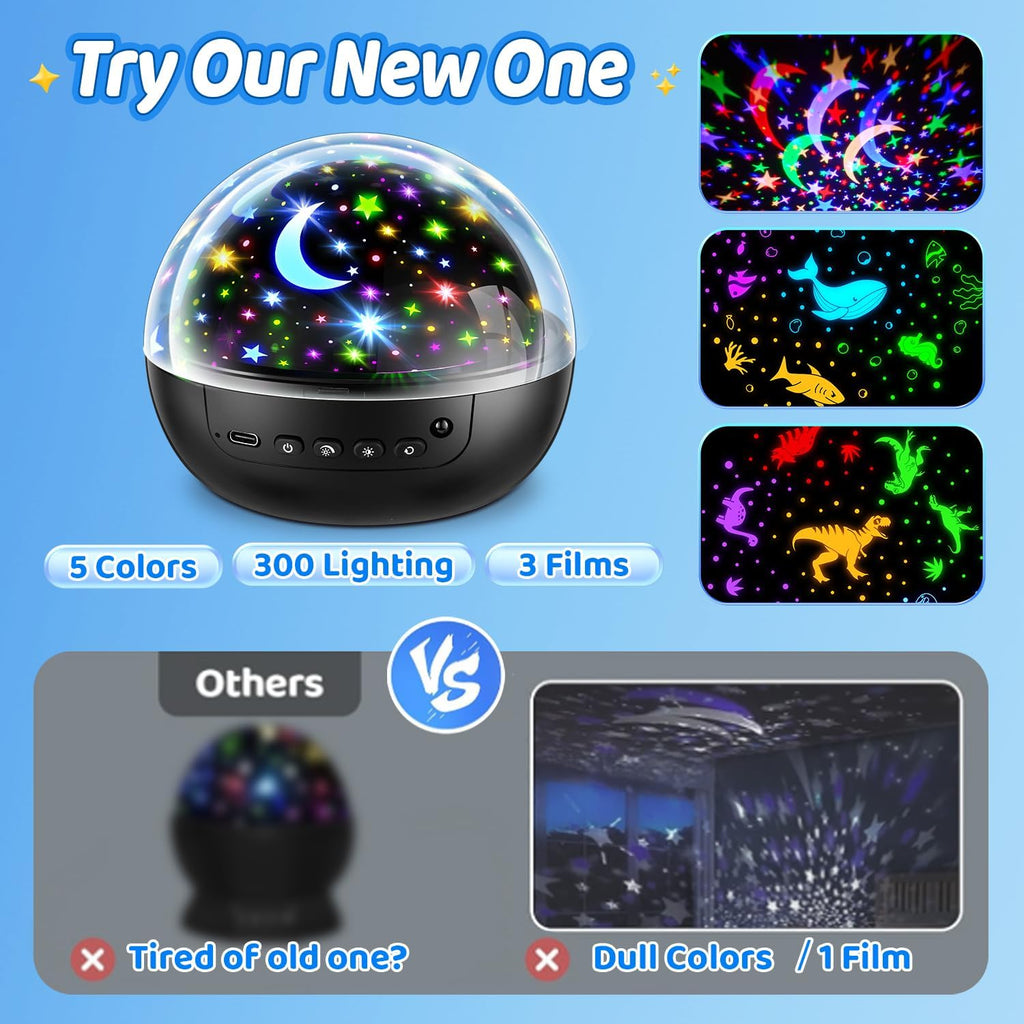 COOLNIGHT Night Light for Kids,93 Lighting+3 Films Kids Night Light Projector, Remote+Dimmable Star Projector,360° Ceiling Stars Glow in…