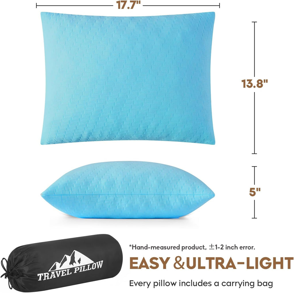 Small Shredded Memory Foam Pillow, Camping Pillow Travel Pillow - Compressible Medium Firm, Breathable Cover, Ideal Backpacking Hiking…