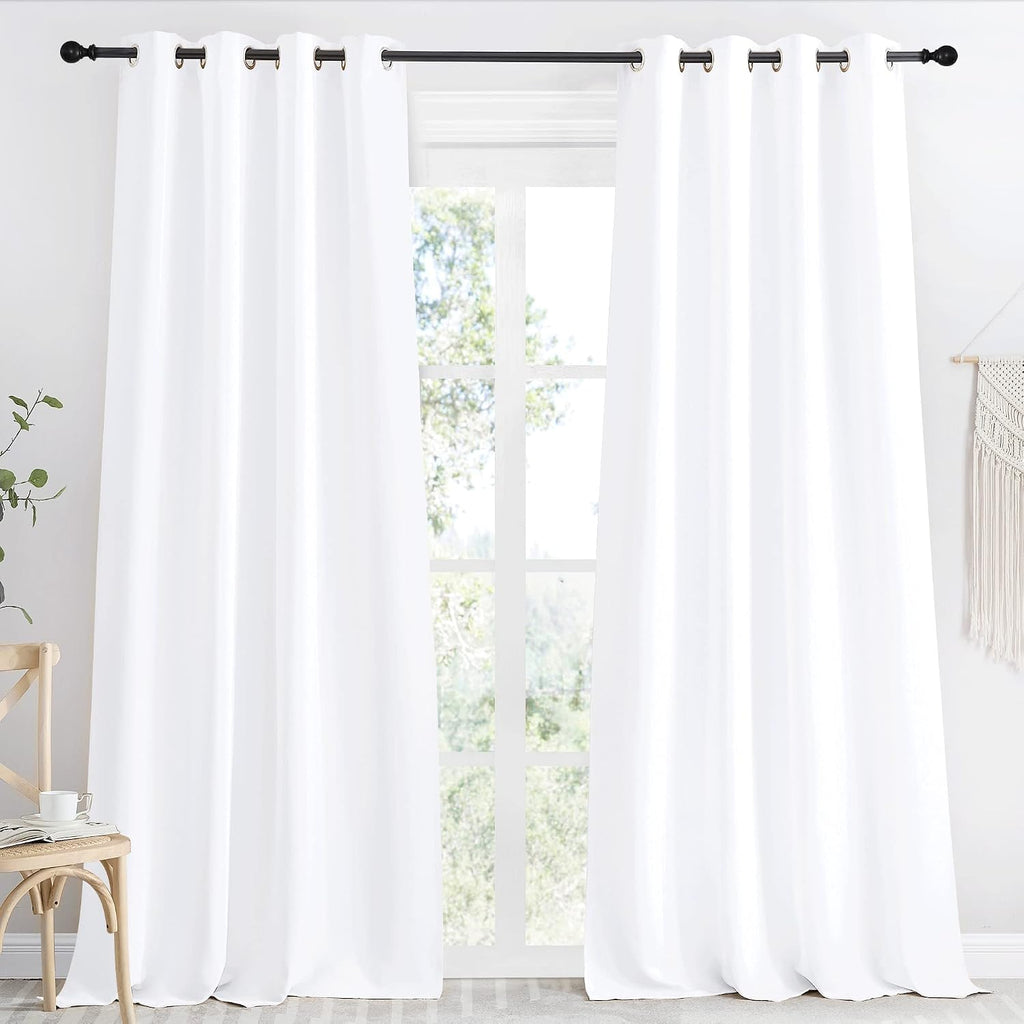 NICETOWN Room Darkening Window Treatment Long Curtain, Pure White, Single Panel, 55 by 90, Energy Smart Thermal Insulated Block Out…