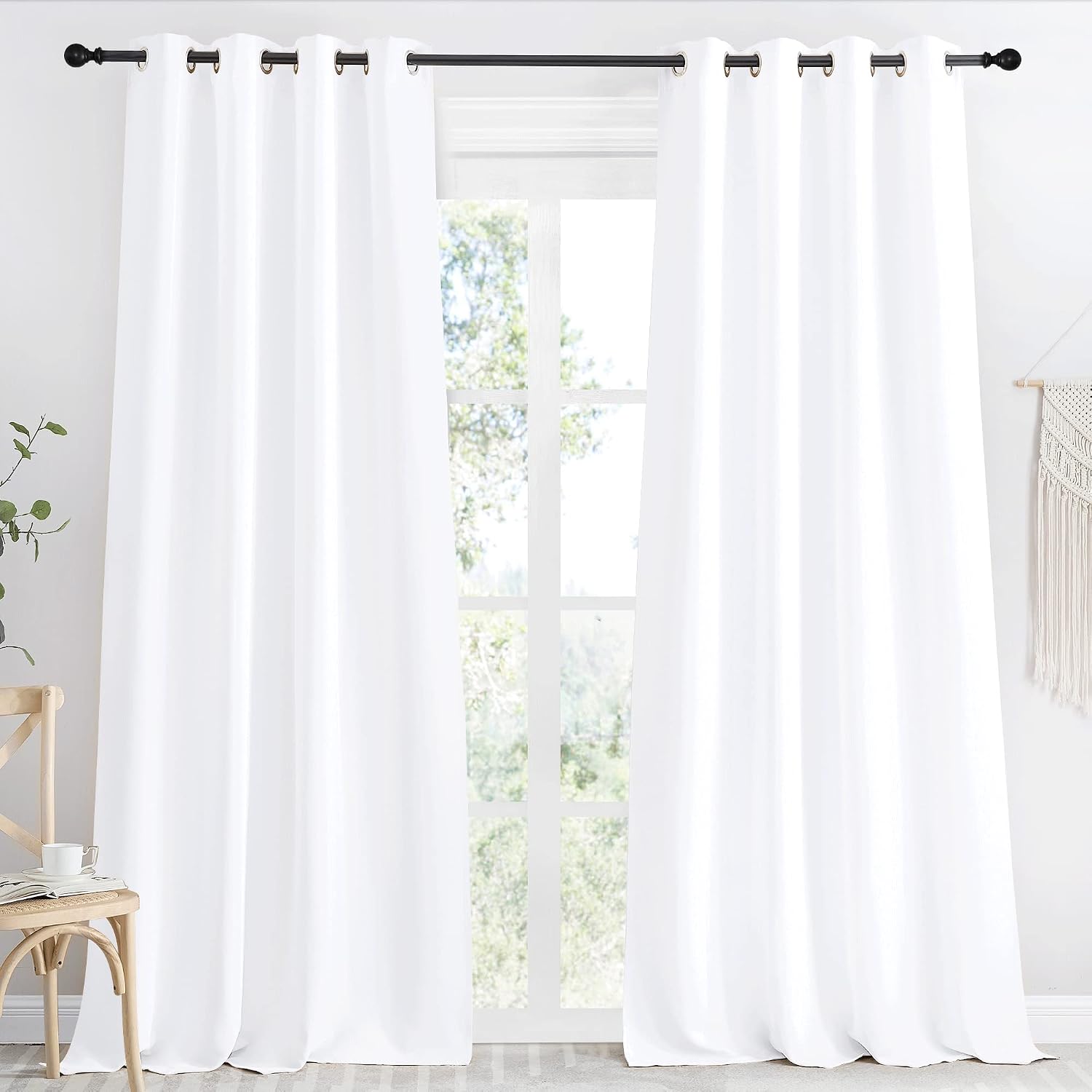 NICETOWN Room Darkening Window Treatment Long Curtain, Pure White, Single Panel, 55 by 90, Energy Smart Thermal Insulated Block Out…
