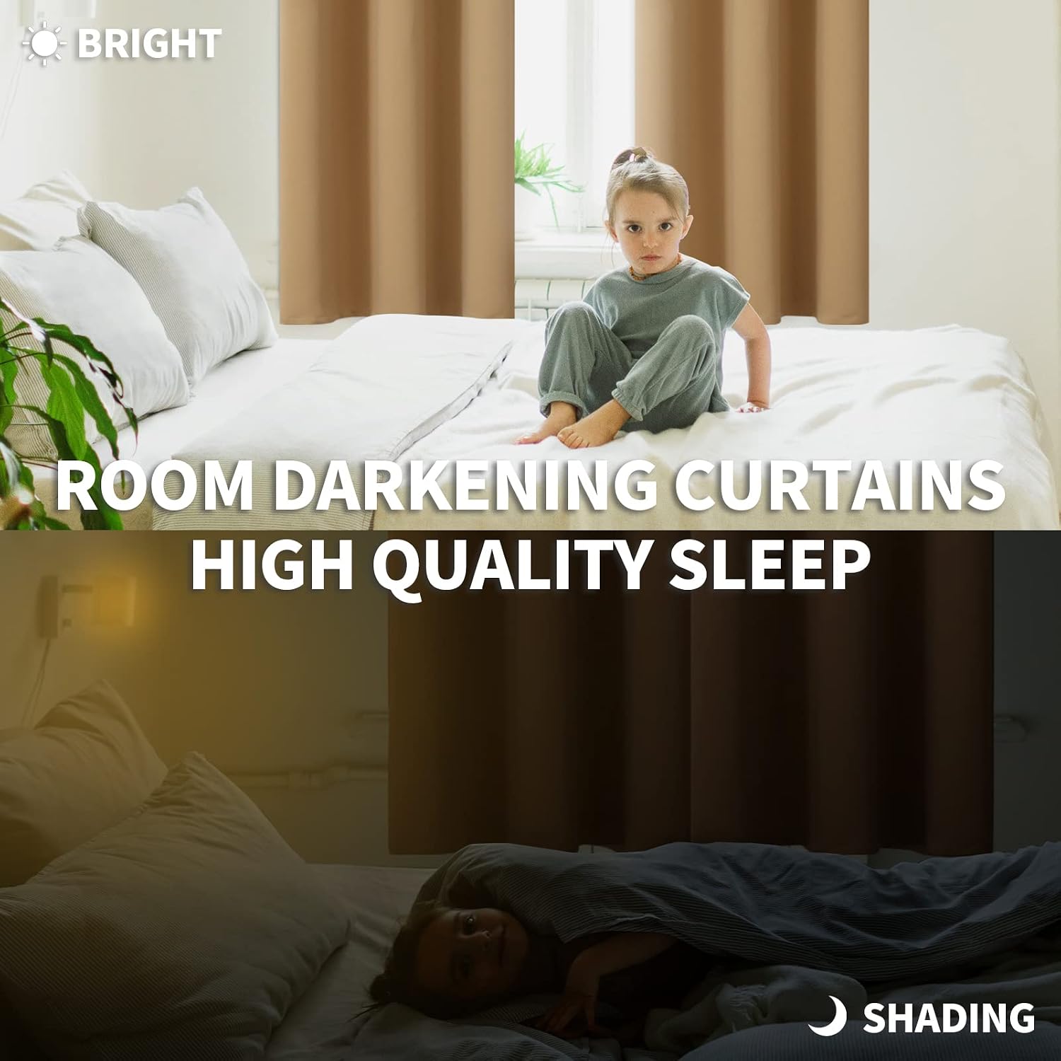 BGment Blackout Curtains for Bedroom - Grommet Thermal Insulated Room Darkening Curtains for Living Room, Set of 2 Panels (38 x 45 Inch, Kh…