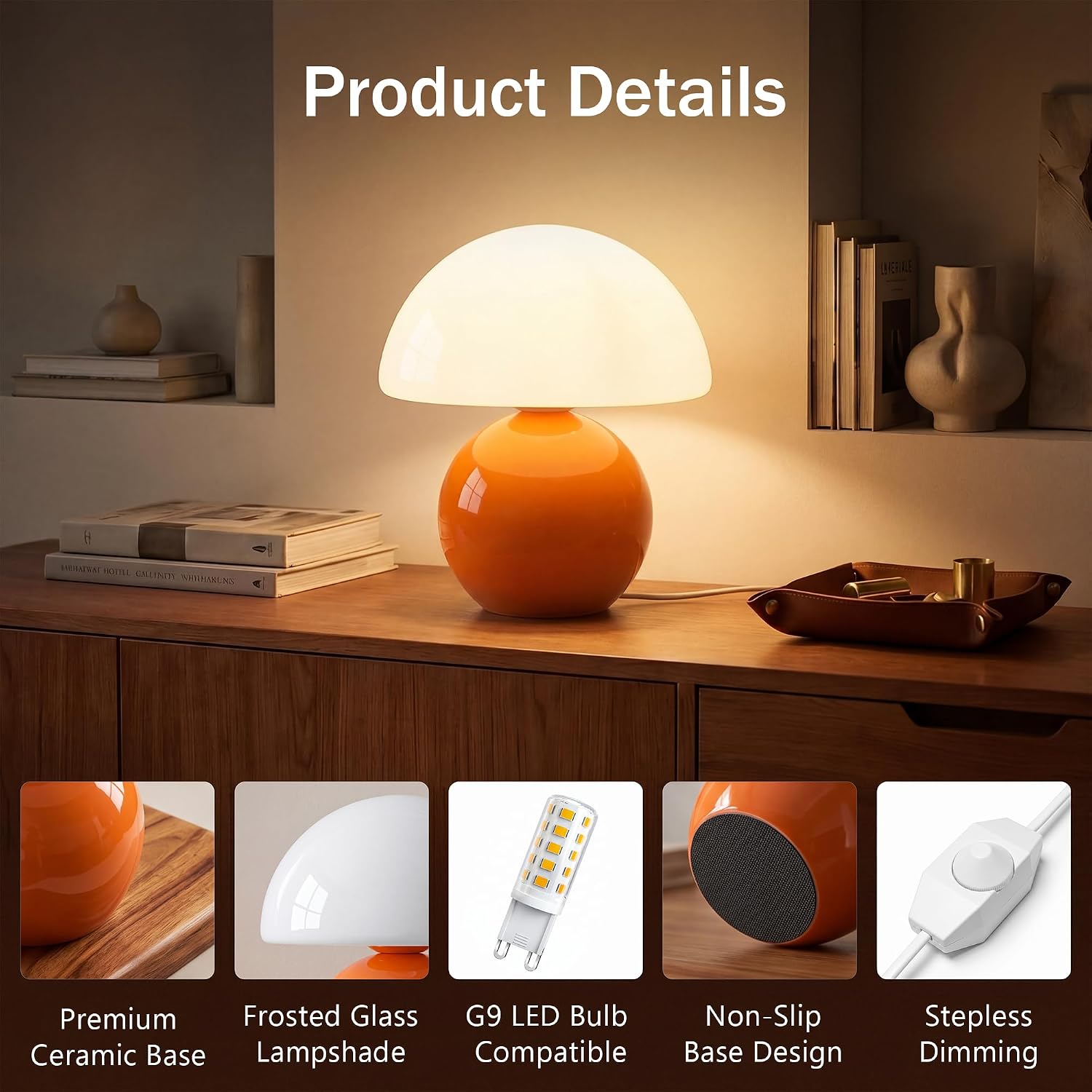 Dawnwake Mushroom Lamp Table Lamp for Bedroom, Desk Bedside Small Lamps for Living Room Night Stands, Mushroom Decor Cute Mini Modern Mid…