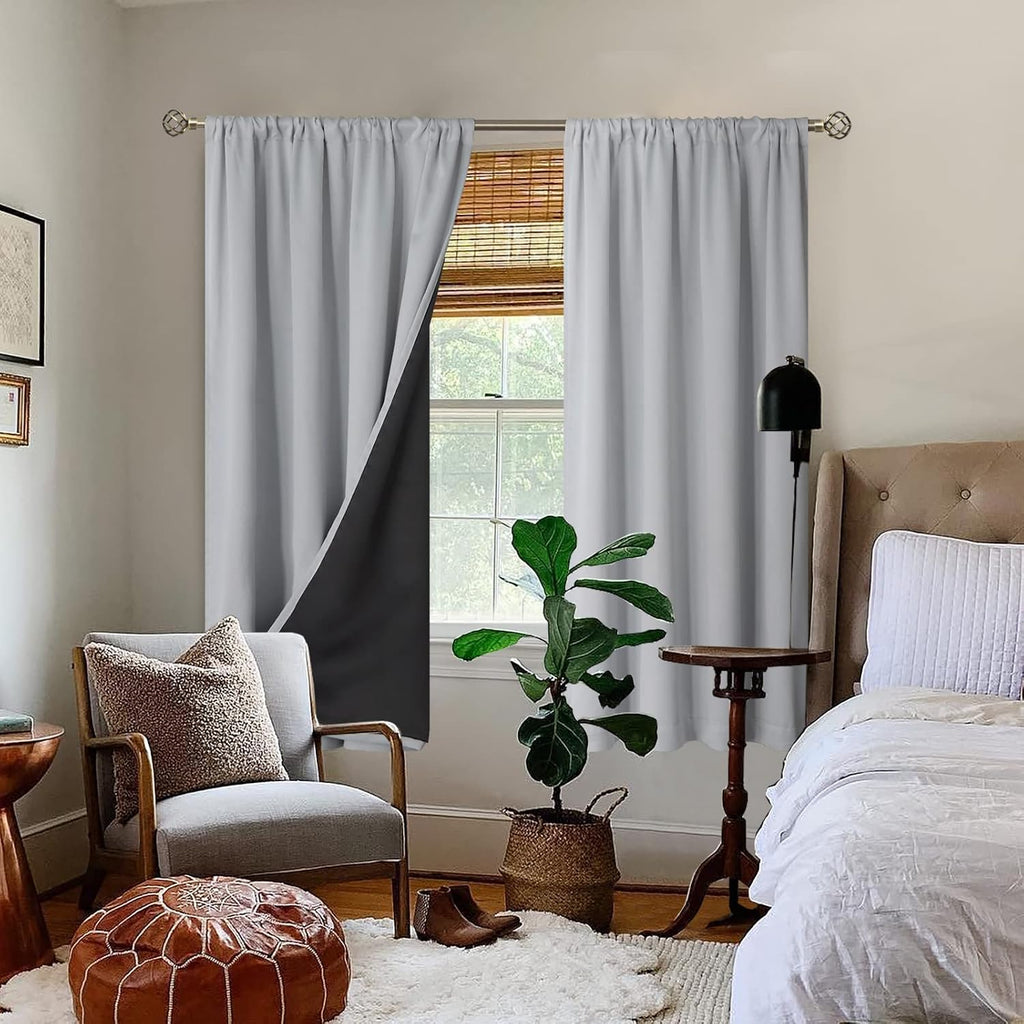 BGment Thermal Insulated 100% Blackout Curtains for Bedroom with Black Liner, Double Layer Full Room Darkening Noise Reducing Rod Pocket…